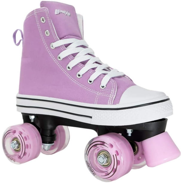 Women's Roller Skates,Faux Leather Roller Skates High-top Roller Skates Four-Wheel Roller Skates Shiny Roller Skates for Kids and Adults